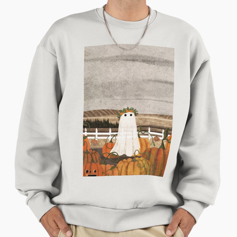 There'S A Ghost In The Pumpkins Patch Again... Unisex Sweater Crewneck Pullover Casual Streetwear Graphic Print