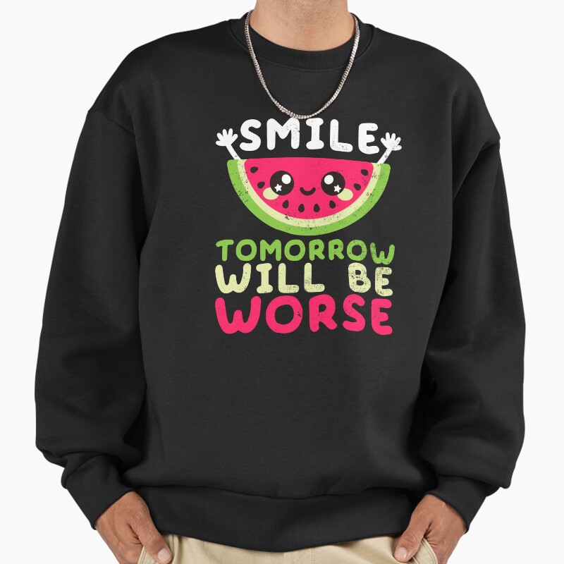 Watermelon Smile Unisex Sweater Crewneck Pullover Casual Streetwear Graphic Print