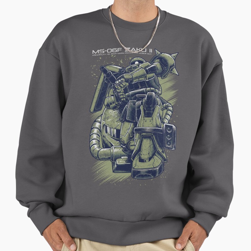 Zaku  Unisex Sweater Crewneck Pullover Casual Streetwear Graphic Print