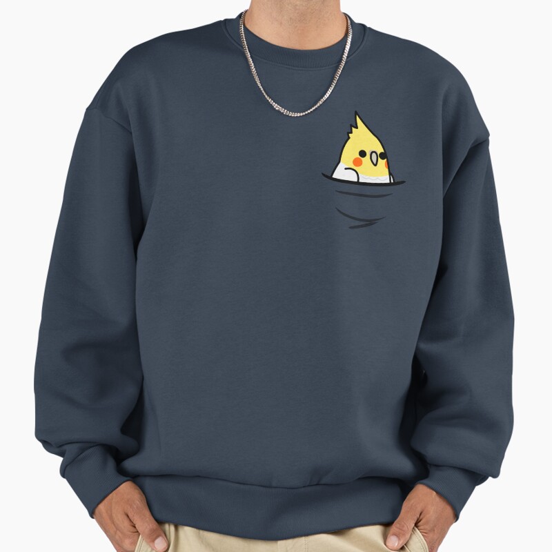 Too Many Birds! - Lutino Cockatiel Unisex Sweater Crewneck Pullover Casual Streetwear Graphic Print