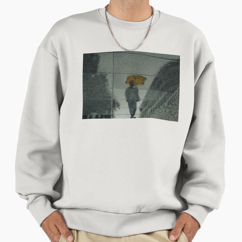 London Rain Reflection  Urban Street Photography Print Unisex Sweater Crewneck Pullover Casual Streetwear Graphic Print