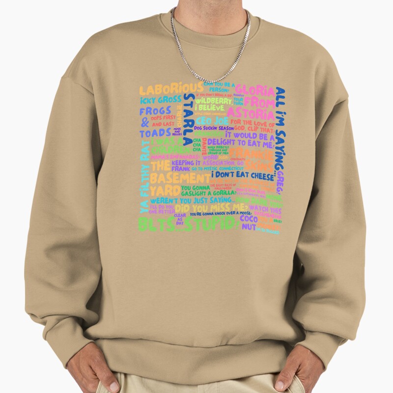 The Basement Yard Podcast - Funky Quotes Multicolor - Updated Unisex Sweater Crewneck Pullover Casual Streetwear Graphic Print