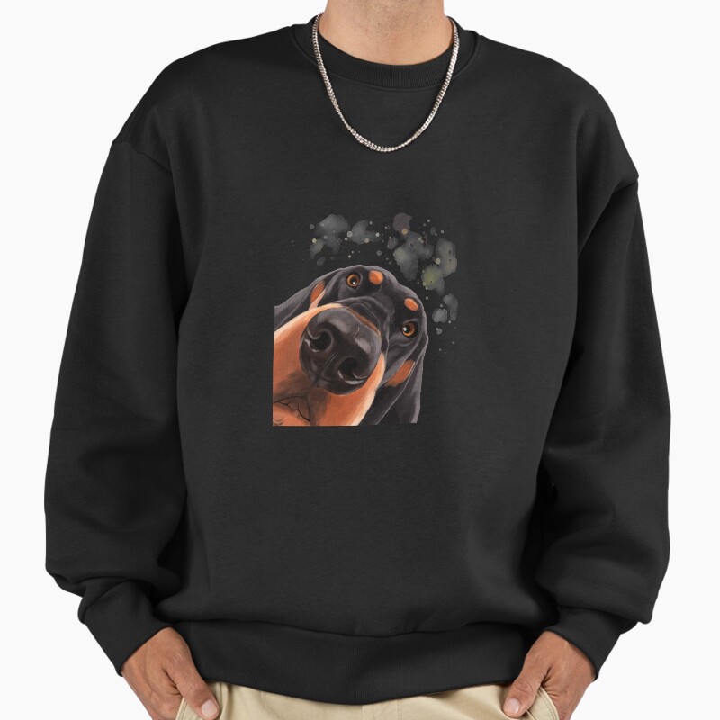 Curious Black And Tan Coonhound Dog Unisex Sweater Crewneck Pullover Casual Streetwear Graphic Print