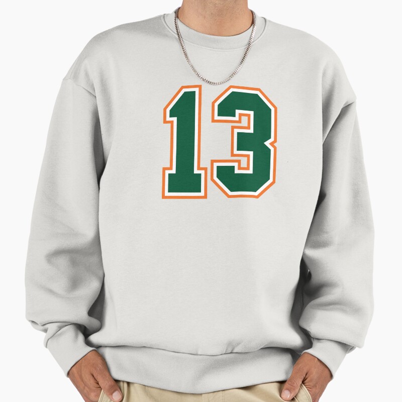 13 Jersey Number Number Thirteen Straight From Miami Unisex Sweater Crewneck Pullover Casual Streetwear Graphic Print