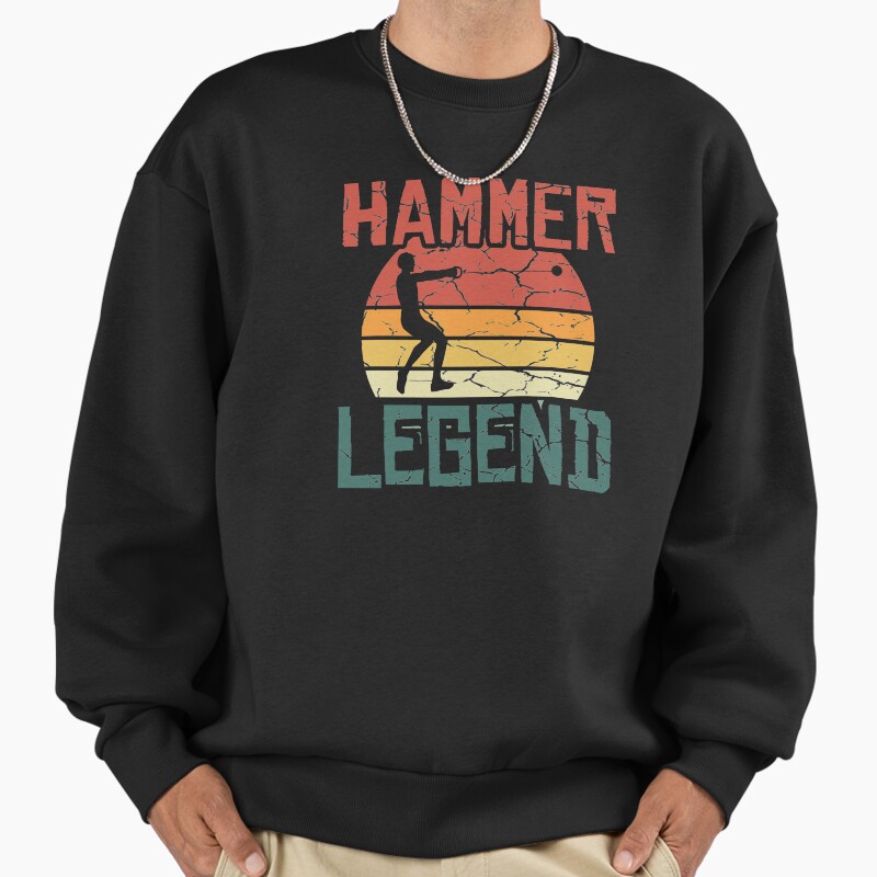 Vintage Retro Distressed Hammer Thrower Legend T Shirt Unisex Sweater Crewneck Pullover Casual Streetwear Graphic Print