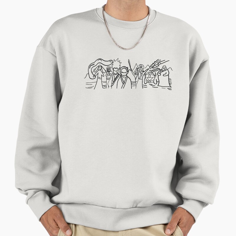 Sokka'S Finale Drawing Of The Avatar Gang Unisex Sweater Crewneck Pullover Casual Streetwear Graphic Print