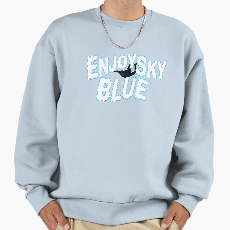 Enjoy Sky Blue Unisex Sweater Crewneck Pullover Casual Streetwear Graphic Print