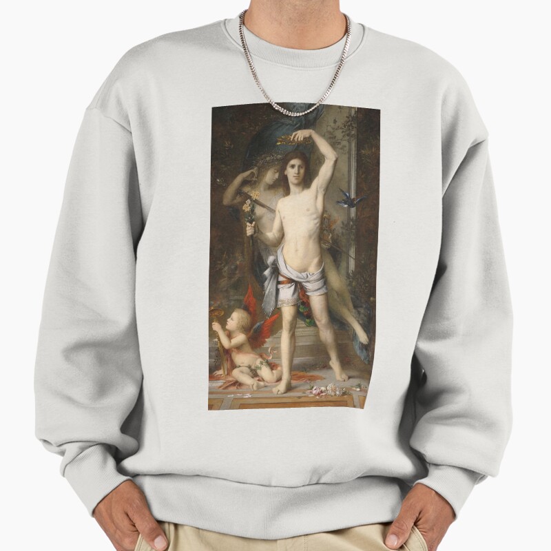 The Young Man And Death Gustave Moreau Mythology Unisex Sweater Crewneck Pullover Casual Streetwear Graphic Print