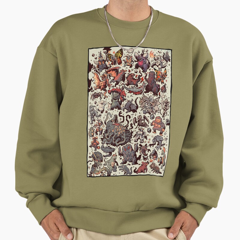 Big Ol Kaiju Shirt Unisex Sweater Crewneck Pullover Casual Streetwear Graphic Print