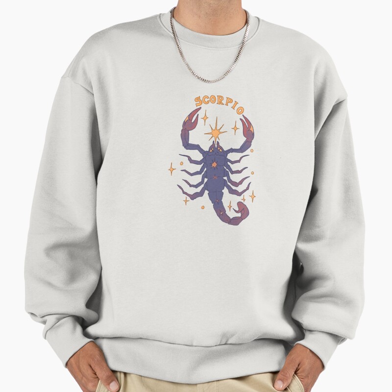 Scorpio Astrology Sign Starry Scorpion Design Unisex Sweater Crewneck Pullover Casual Streetwear Graphic Print