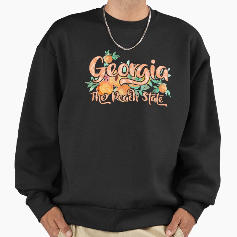 Georgia The Peach State Unisex Sweater Crewneck Pullover Casual Streetwear Graphic Print