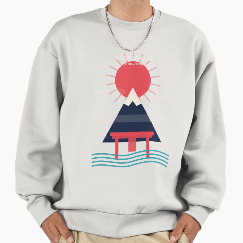 Fuji Wave Unisex Sweater Crewneck Pullover Casual Streetwear Graphic Print