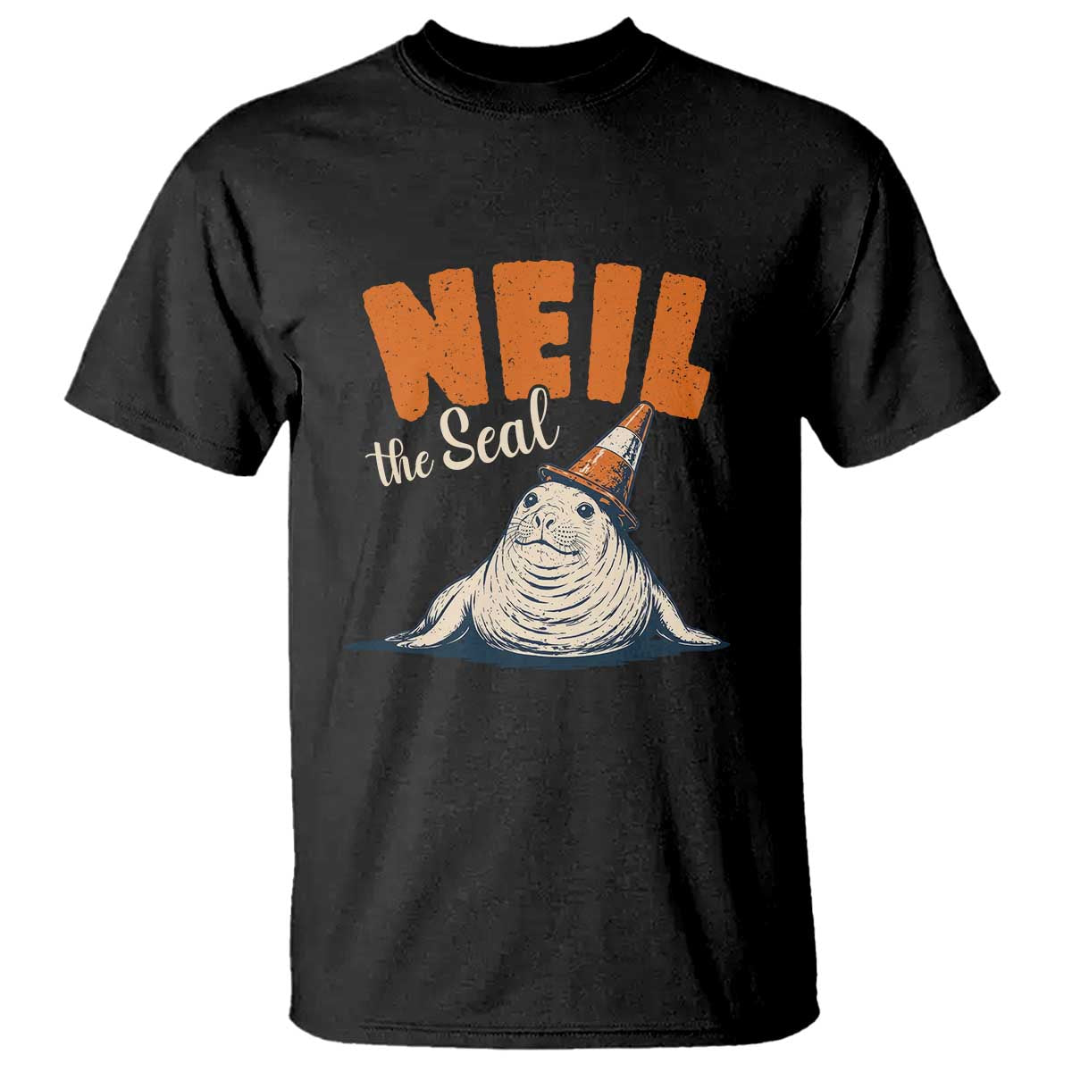 Vintage Neil The Seal Wearing Traffic Cone Hat Meme T Shirt Cute Retro Viral Chaotic Southern Elephant Seal