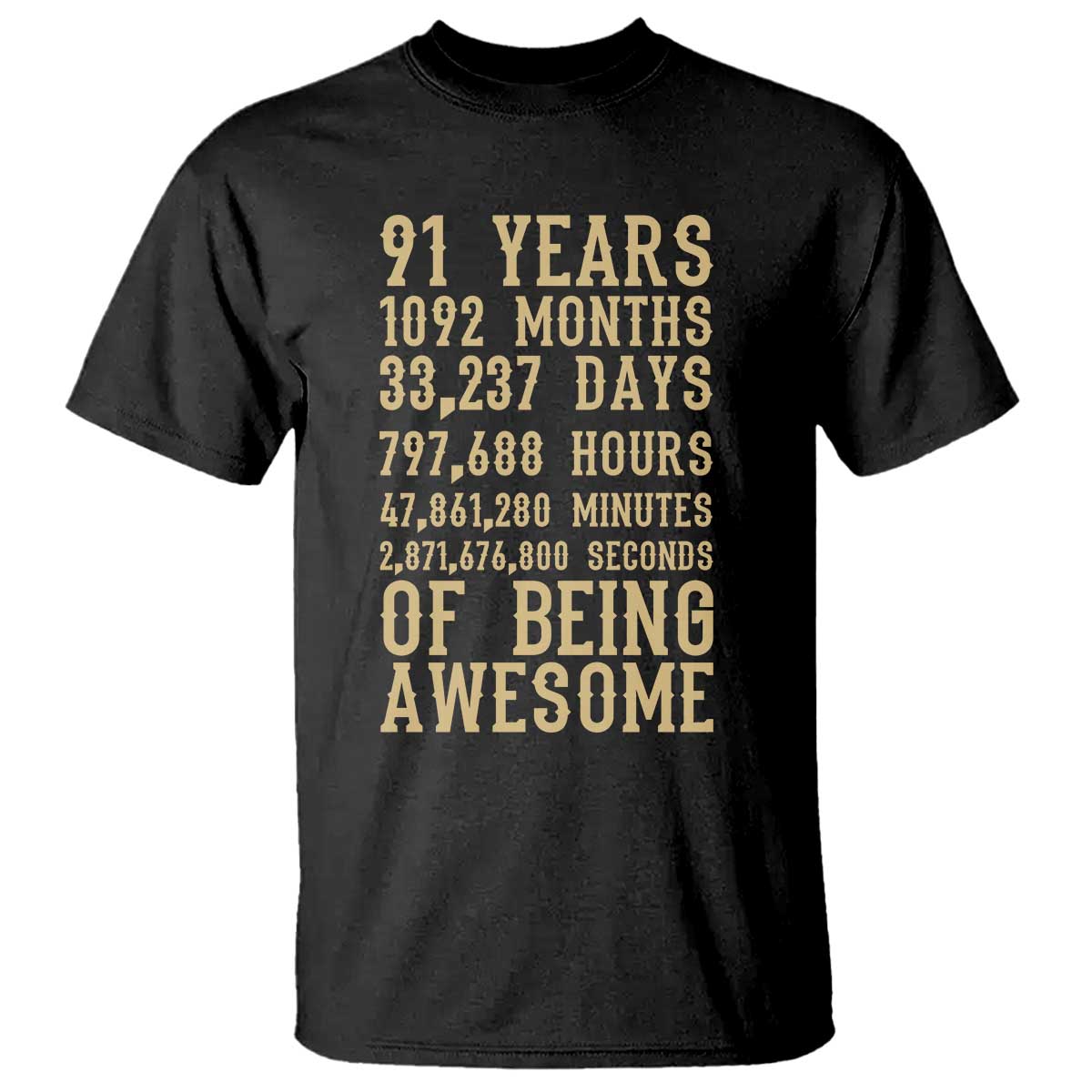 Vintage 91st Birthday Gift T Shirt 91 Years Of Being Awesome