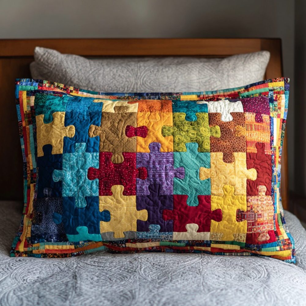 Color Blocks Quilted Pillow Cover — Modern Geometric Throw Pillowcase With Bold Quilting For Contemporary Home & Sofa Accent