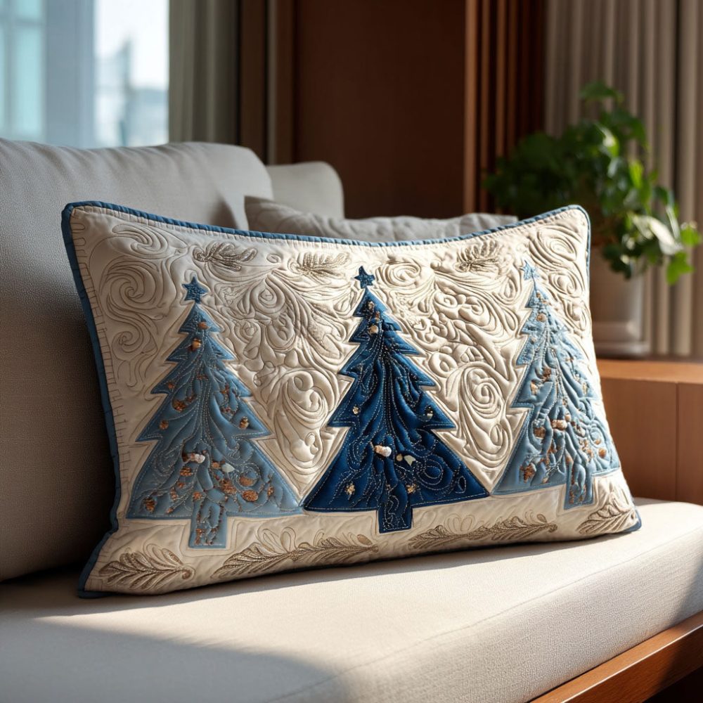 Winter Sparkle Quilted Pillow Cover — Festive Shimmer Throw Pillowcase With Cozy Quilting For Holiday & Seasonal Home Styling