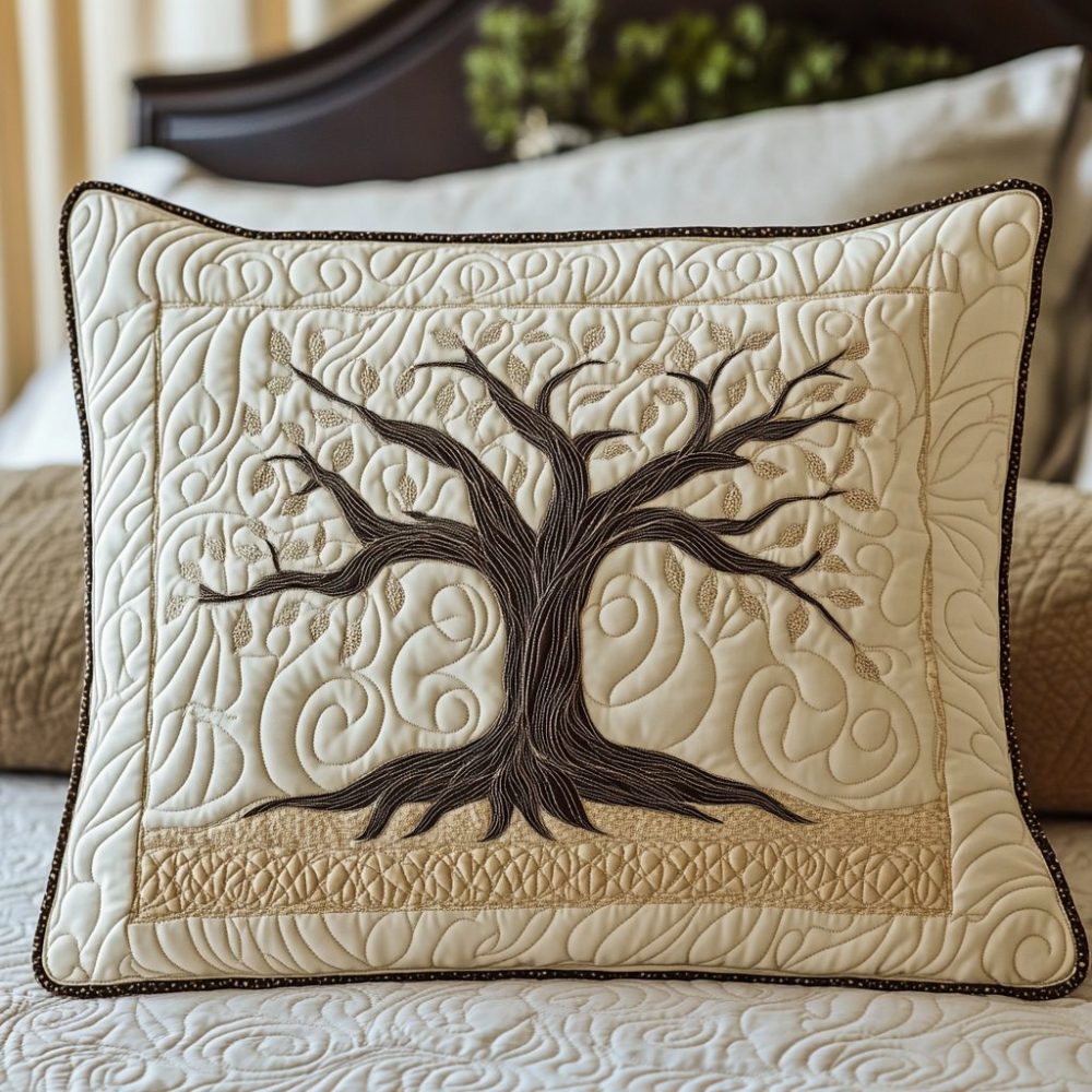 Mystic Circles Quilted Pillow Cover — Modern Boho Geometric Throw Pillow Case For Chic Bedroom, Living Room & Accent Styling