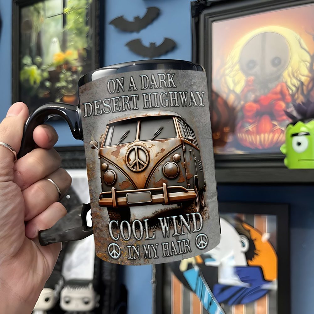 Hippie Bus On A Dark Desert - Hippie Accent Mug