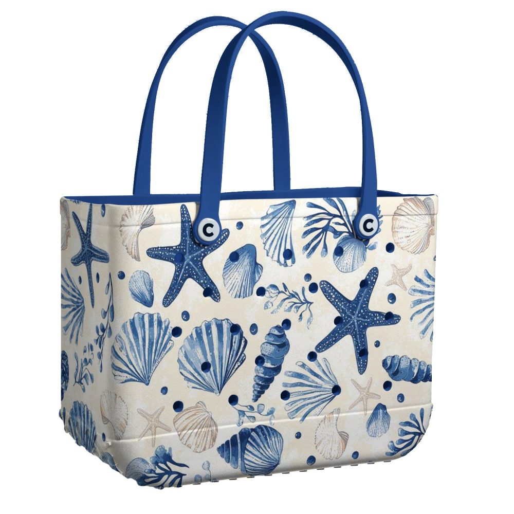 Stylish Beach Tote Bag With Nautical Seashell Design - Durable & Spacious For Summer Days