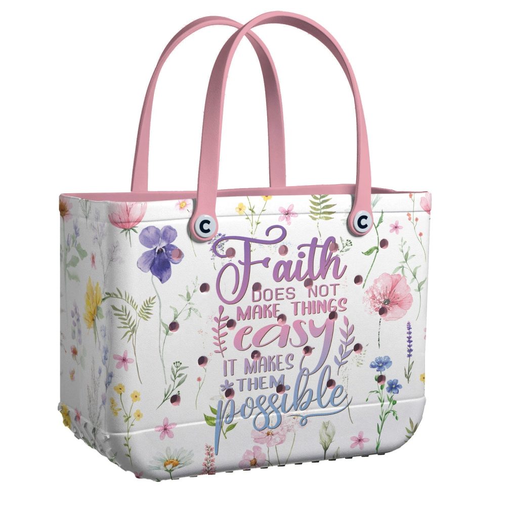 Floral Faith Tote Bag - Inspirational Quote, Durable & Stylish Design For Everyday Use