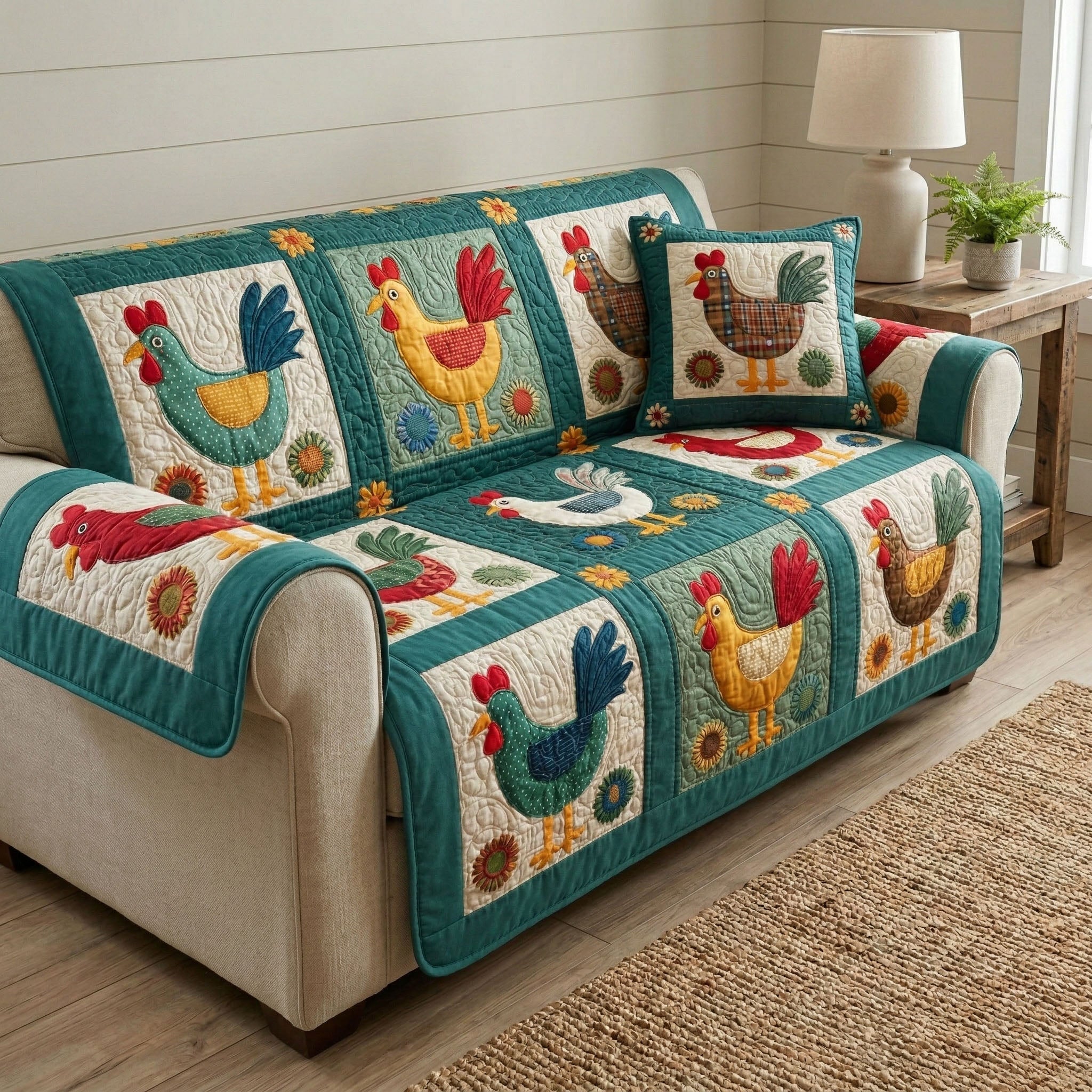 Vintage Farm Quilted Couch Cover Washable Sofa Dog Protector Presents For Mothers