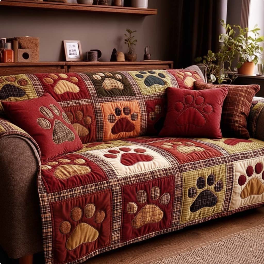 Paw Romance Quilted Couch Cover Washable Sofa Cover For Dogs Practical Mother’S Day Gifts