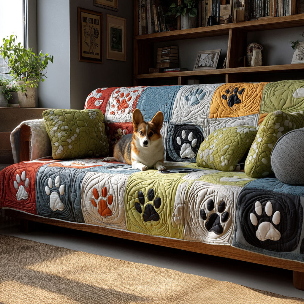 Paw Timber Cottage Quilted Couch Cover Washable Sofa Pet Protector Mothers Day Presents For Grandma