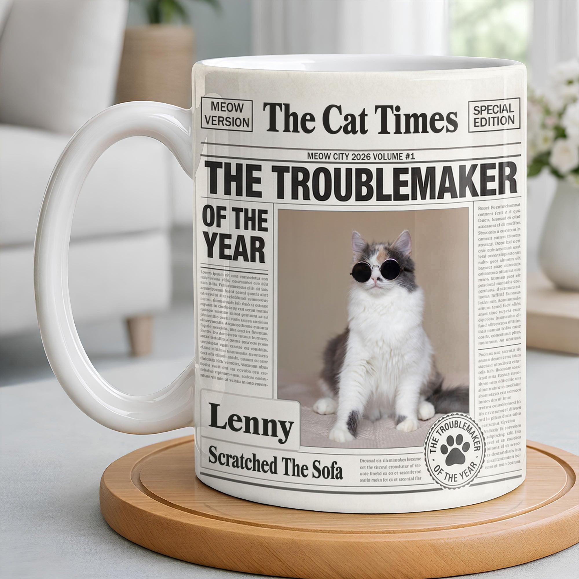 Personalized Dog Times Mug, Custom Photo Name Cup, Troublemaker Of The Year, 3d Inflated Effect Print 2d Ceramic Mug, Mother'S Day Gift, Funny Dog Lover Gift
