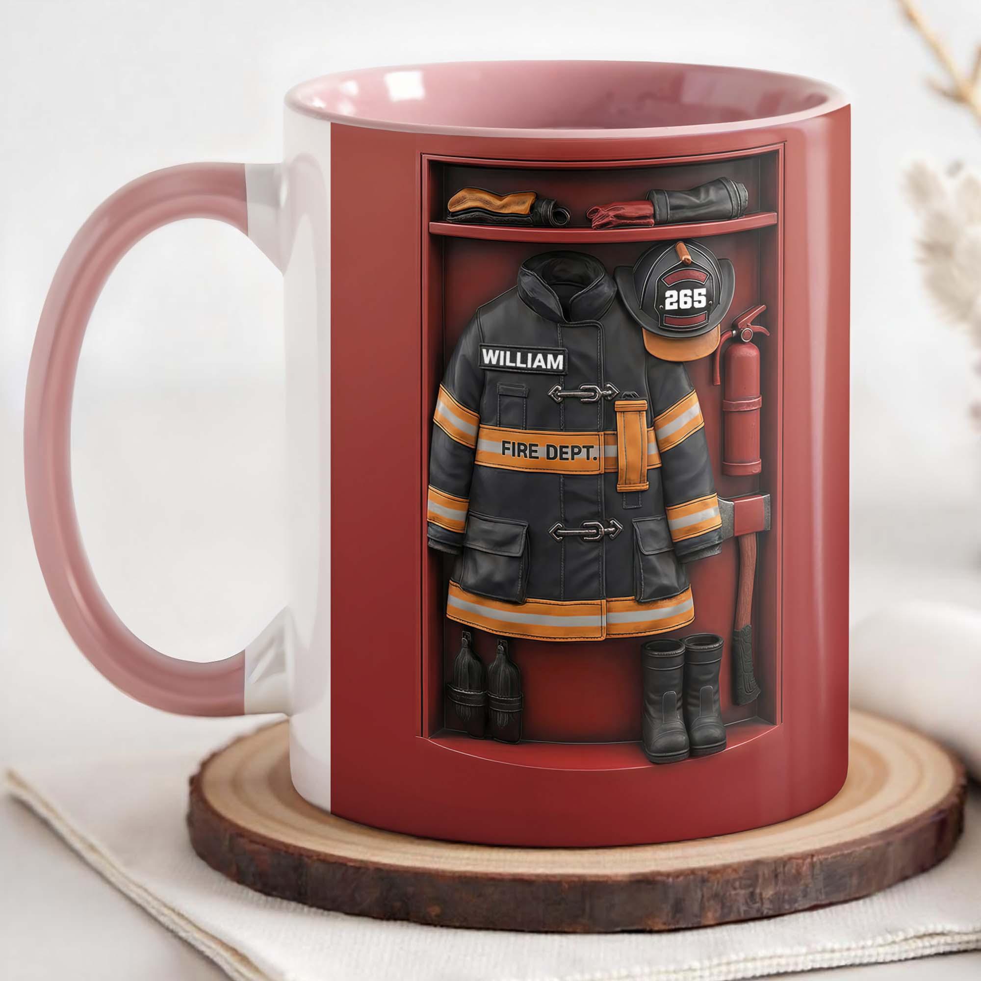 [Flash Deals] Bojiartist Personalized Brave Fire Dept Gear Locker Mug - Custom Name Authentic Fireman Equipment Cup, Heartfelt Heroic Keepsake Present