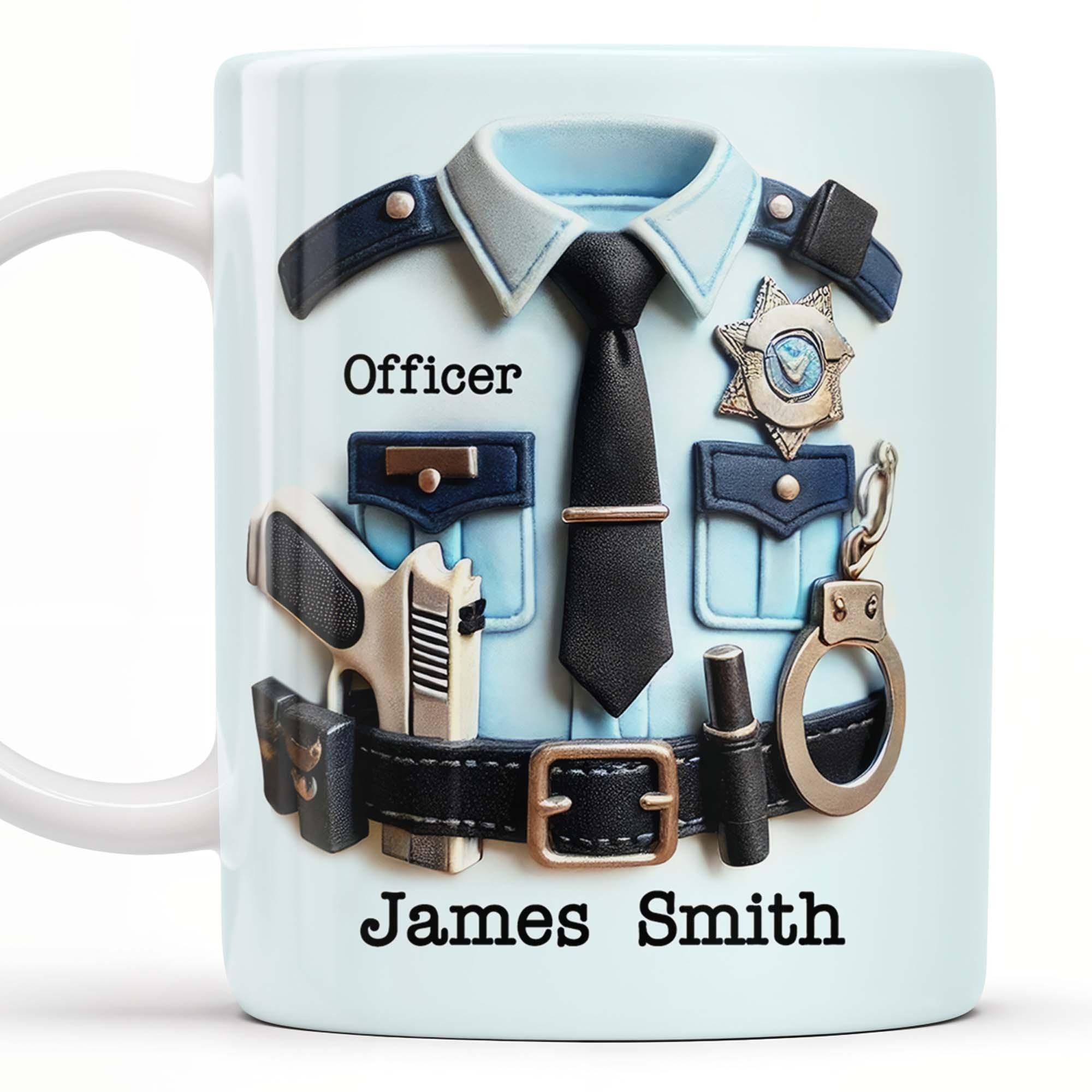 Personalized 3d Effect Police Officer Coffee Mug, Custom Name Law Enforcement Ceramic Cup, Police Academy Graduation Present