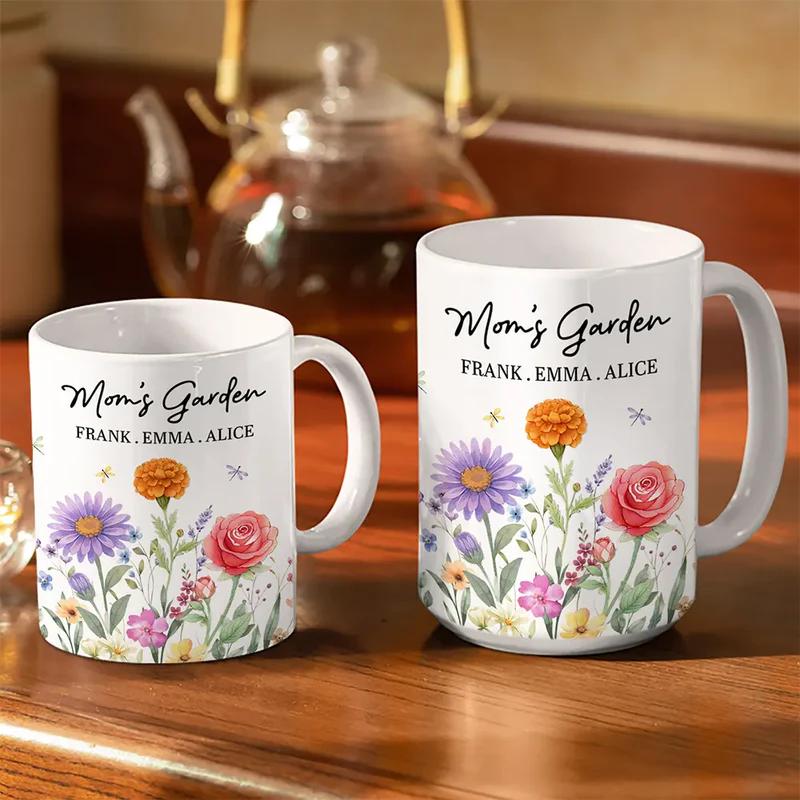 Personalized Grandma'S Garden Mug, Custom Birth Month Flower Name Coffee Cup, Mother'S Day Gift, Unique Nana Family Gift