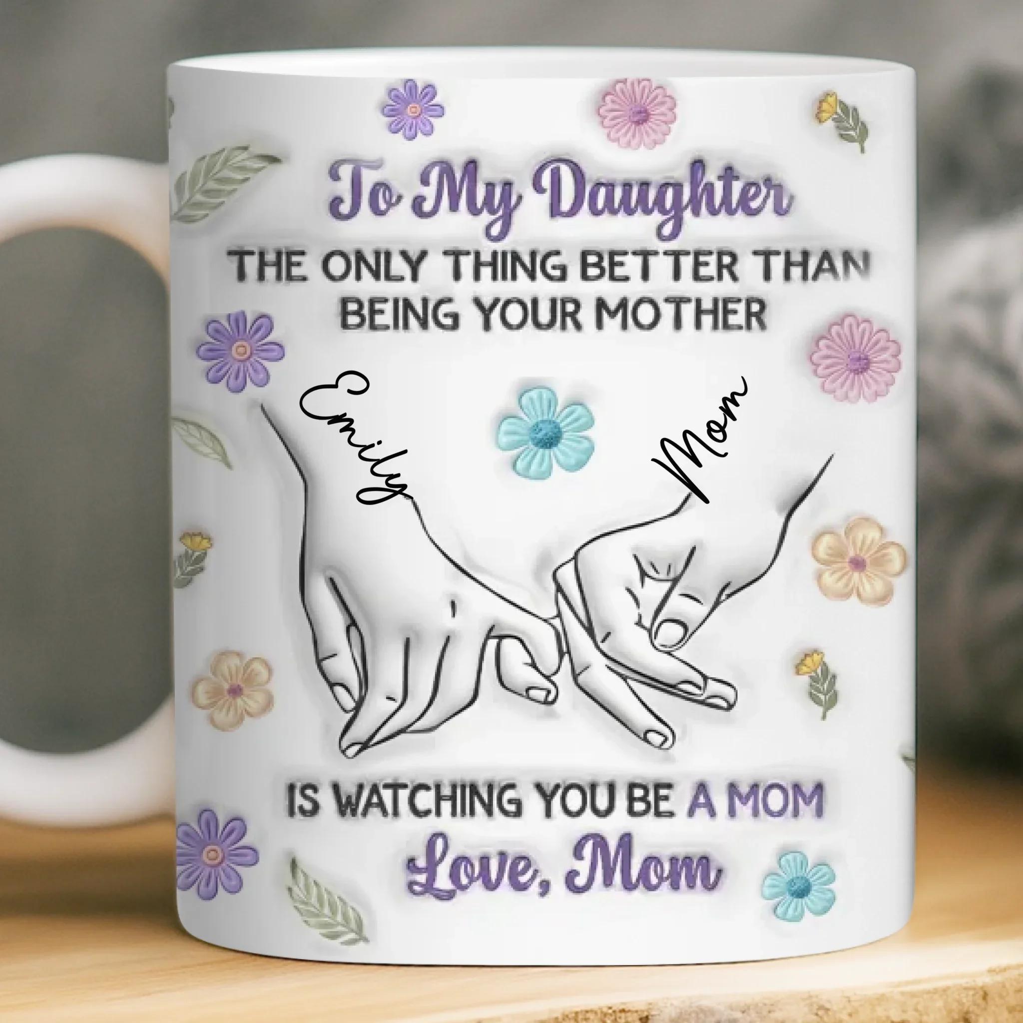 Personalized Grandkids Crossword Mug, Custom Name Diamond Coffee Cup, Mother'S Day Gift, 3d Inflated Effect Print 2d Ceramic Mug, Gift For Grandma Nana Gigi