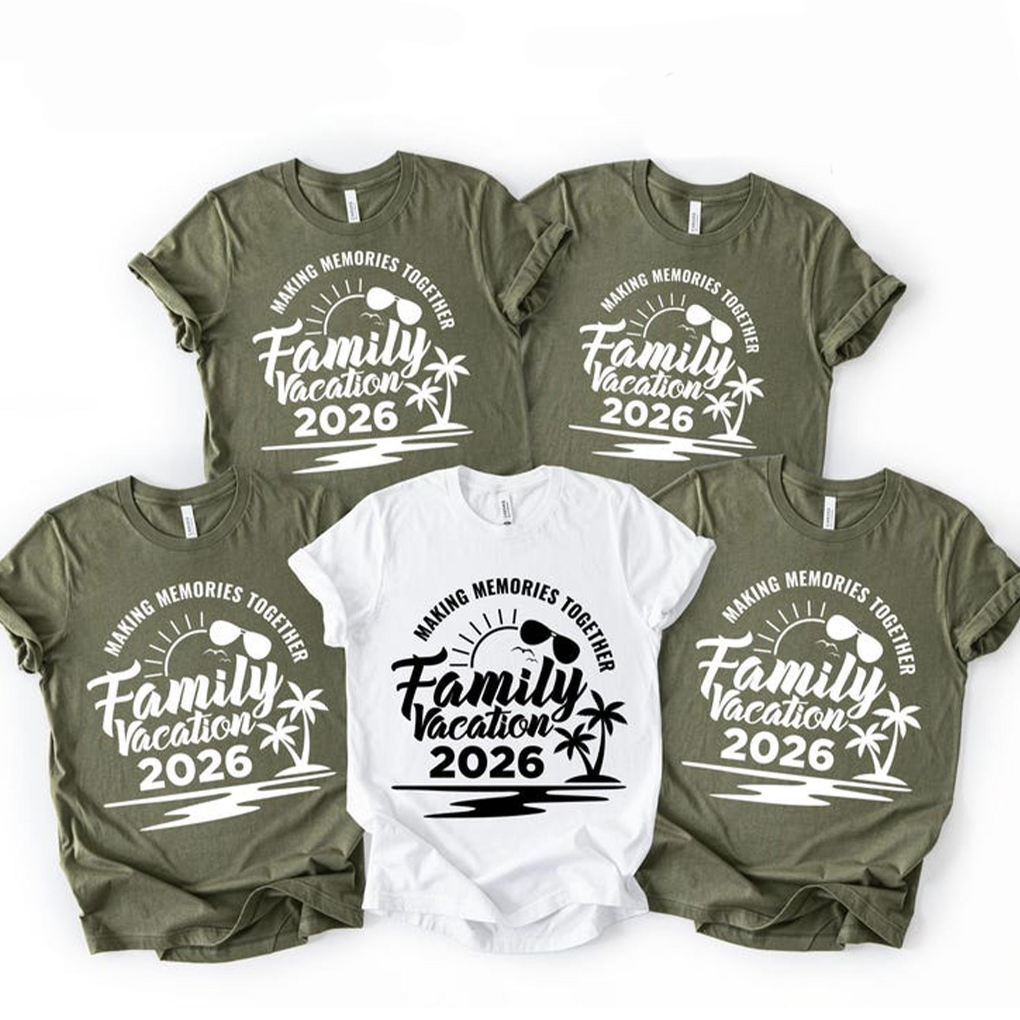 2026 Women'S Vintage Ribbed Wrap Short-Sleeve Cotton Soft Casual Top T-Shirt - Breathable, Making Memories Graphic, Family Vacation Matching Apparel Gift