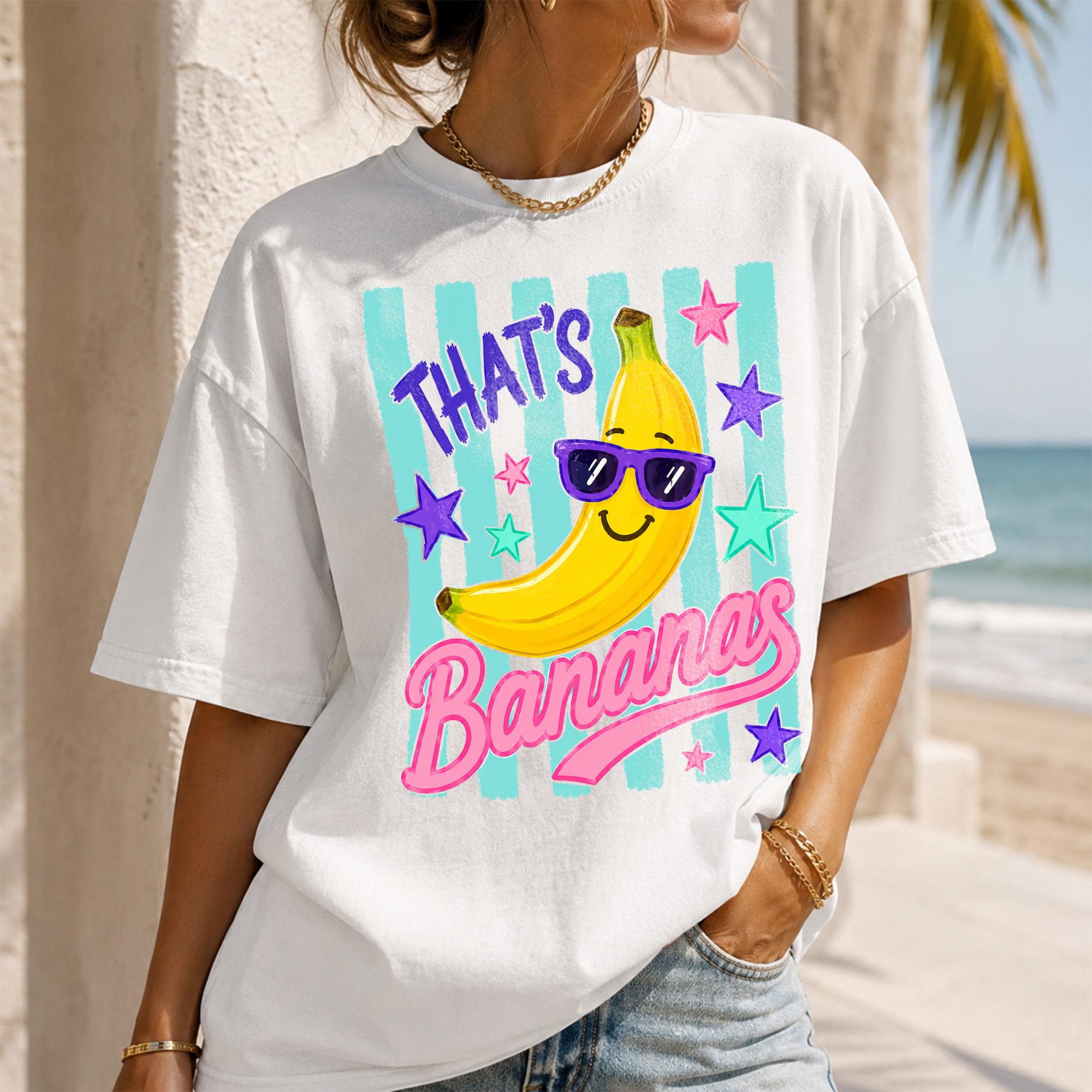 That'S Bananas T-Shirt Summer Vacation Cute Fruit Graphic Funny Sunglasses Banana Shirt Tropical Beach Travel Matching Party Outfits