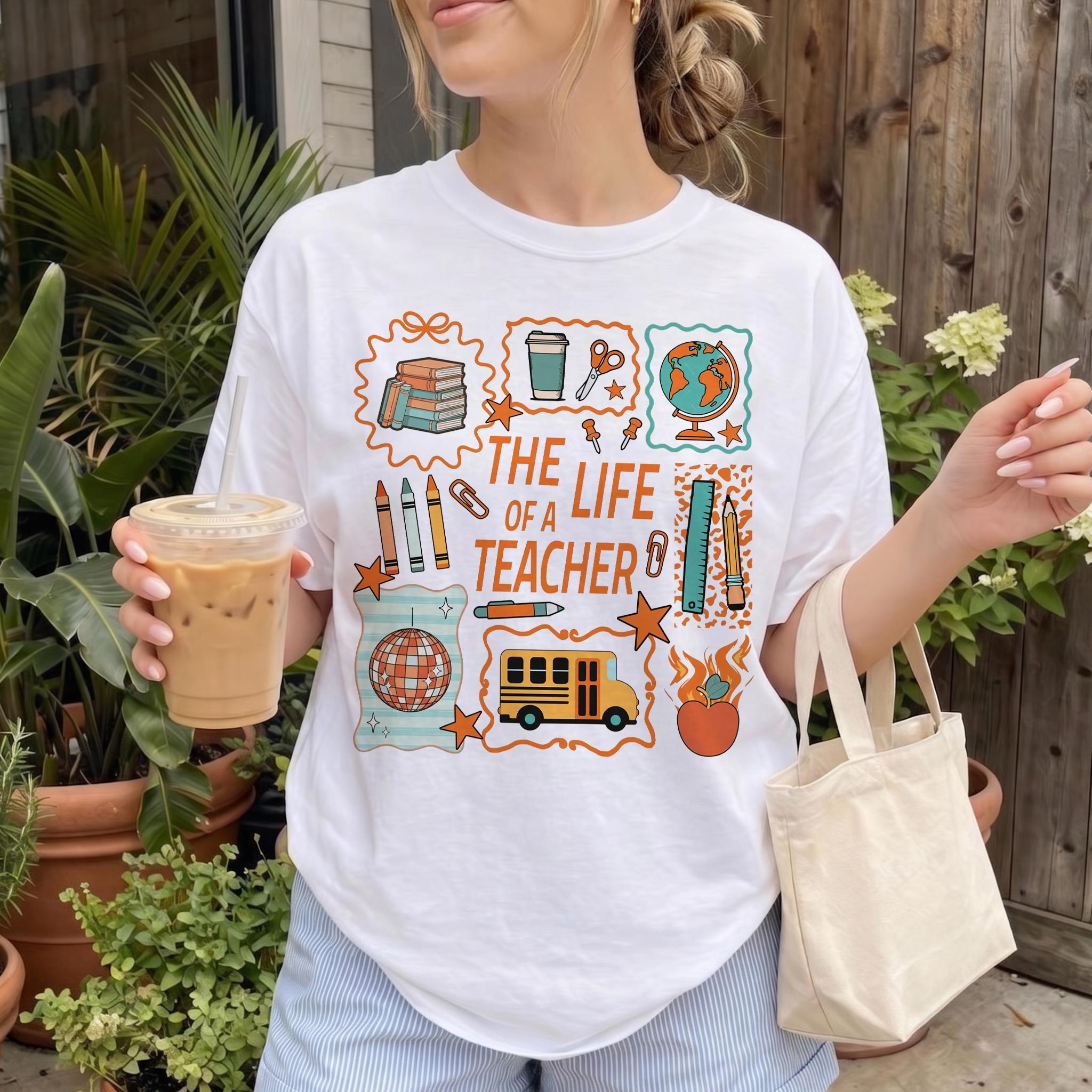 Women'S Retro Casual Short Sleeve Round Neck Soft Style Teacher Parody Graphic Print 1-Piece T-Shirt - Ribbed Streetwear Cotton Blend, Wrap Back Back To School Educator Tee