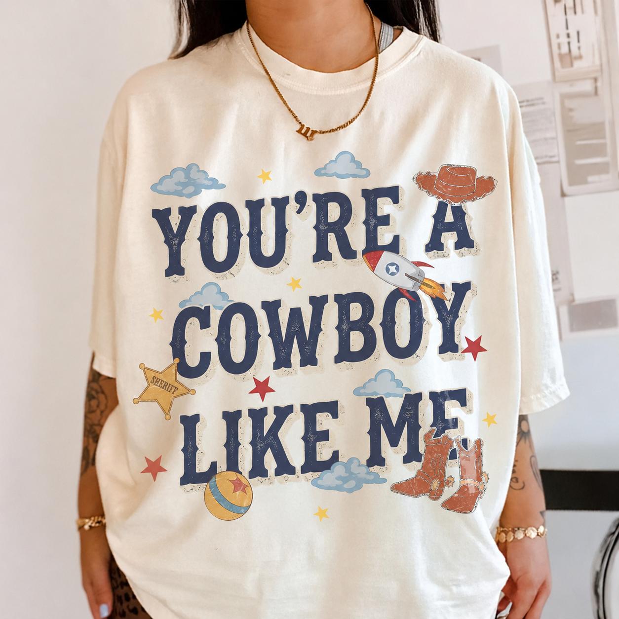 You'Re A Cowboy Like Me Oversized Graphic T-Shirt For Women Preppy Western Retro Coquette Vintage Style Pink Cotton Blend Country Music Rodeo Tee Space Toy Cowboy Cute Festival Top Trendy Tiktok Shirt
