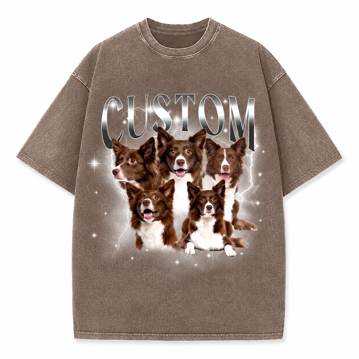 Custom Pet Shirt, Personalized 90s Bootleg Rap Tee, Custom Dog Photo Vintage Shirt, Retro Lightning Cat Graphic Tee, Y2k Streetwear Pet Top, Funny Dog Mom Gift, Fabric, Wrap