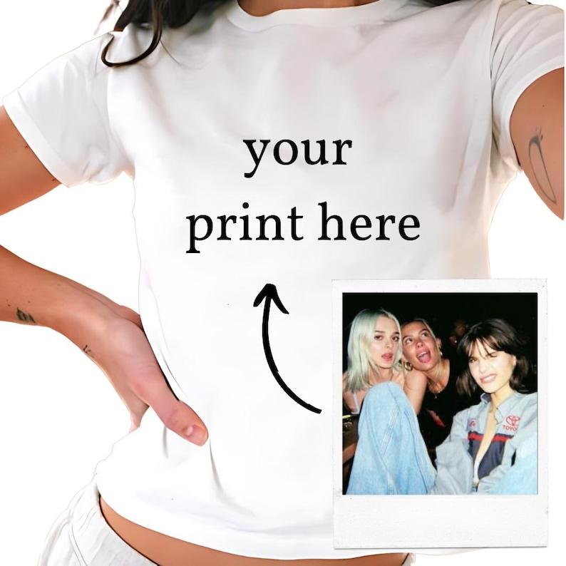 Custom Baby Tee Women, Y2k Aesthetic Crop Top, Personalized Photo Print, Gummy Bear Kiwi Retro Car Design, 90s Vintage T-Shirt, Slim Fit Streetwear, Gift For Her