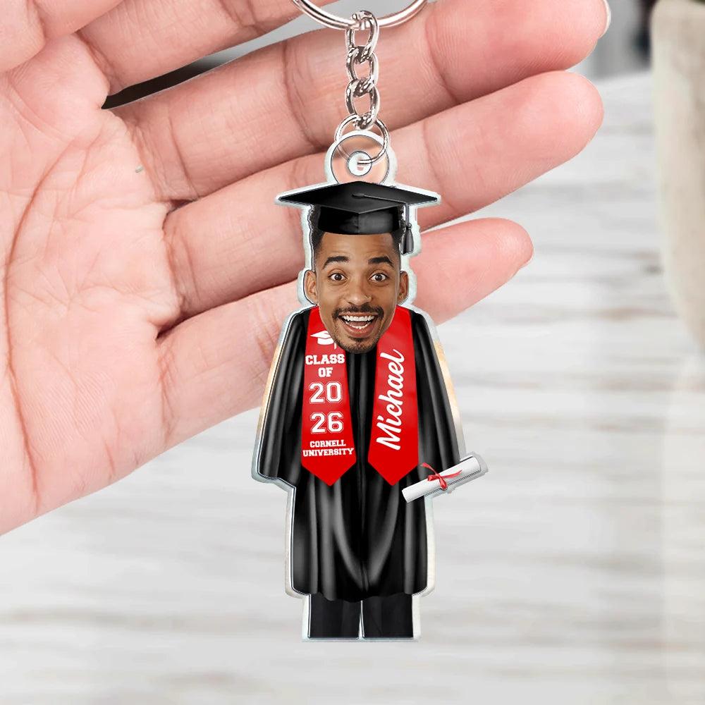 Custom Photo Acrylic Graduation Keychain - Name Engraved, Personalized Charm, Customizable Keychains For Class Of 2026, Us-Made University Keepsake With Name & School, Graduation Gift, Name Engraved Keychains