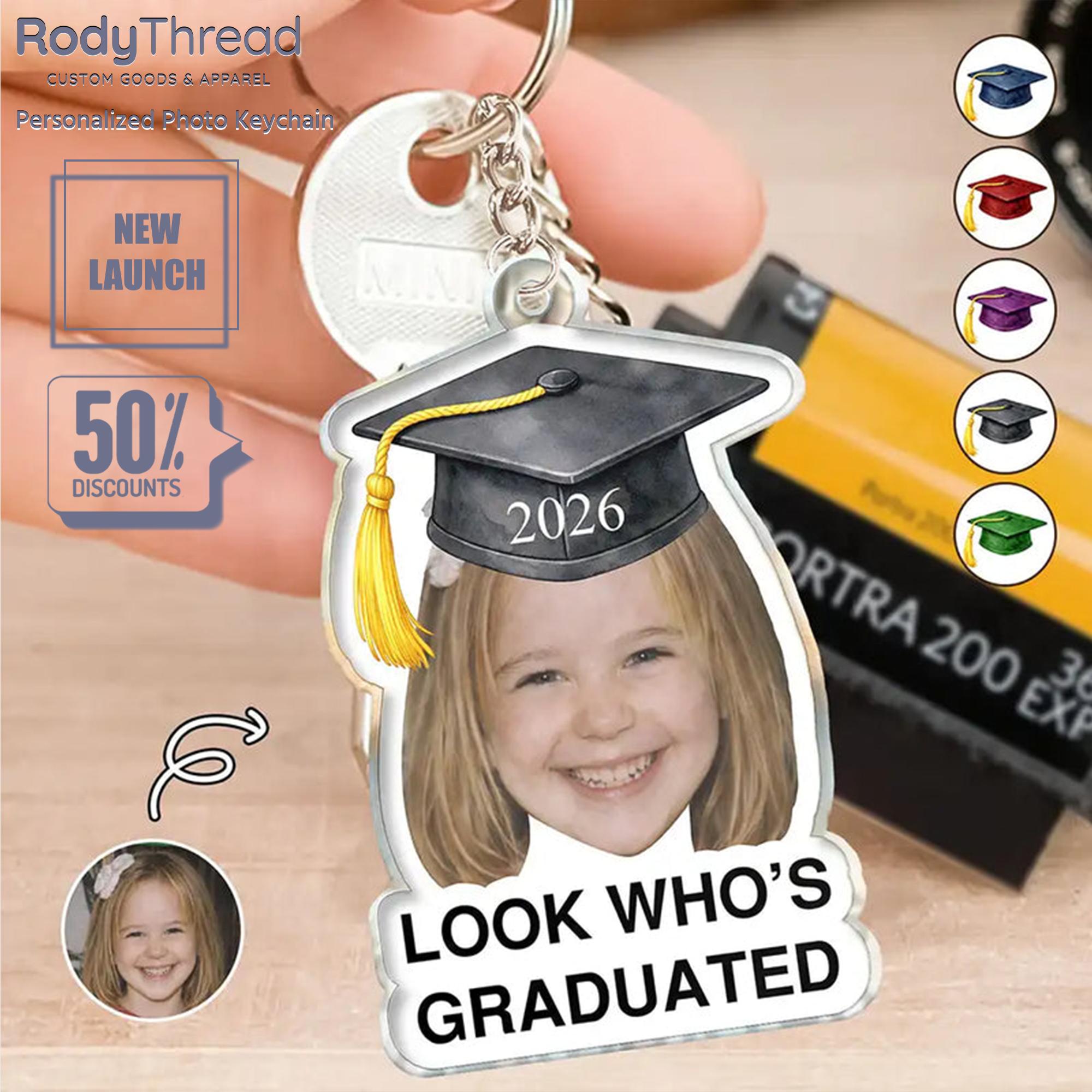Custom Photo Graduation Acrylic Keychain - Custom Designs Keychains, Personalized Class Of 2026 Keyring, Senior Grad Gift, School Milestone Keepsake, Women'S Fashion Accessory