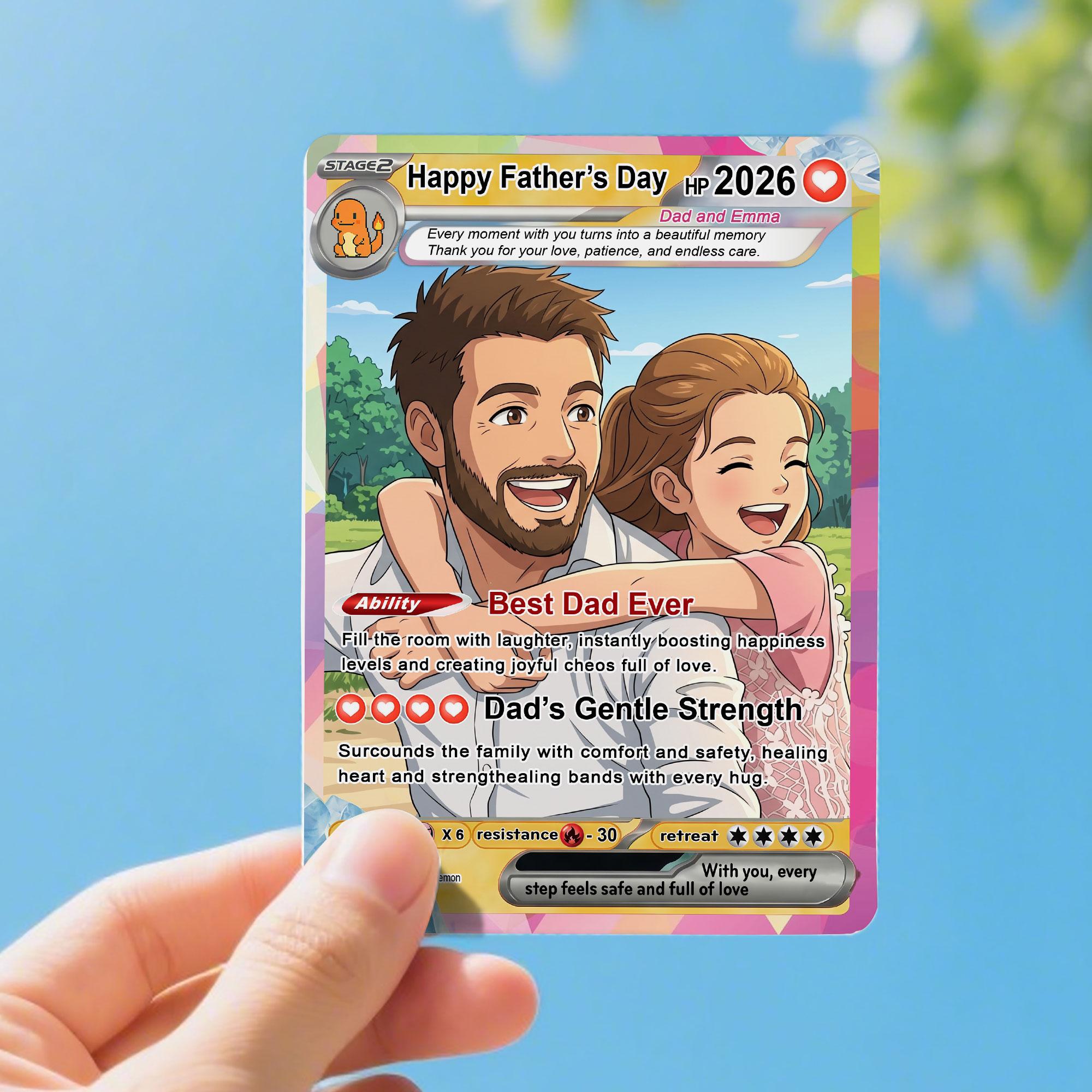 Personalized Photo Metal Wallet Card Custom Father’S Day Keepsake Gift For Dad Or Husband Retro Game Style Colorful Glossy Aluminum Card Best Dad Ever Birthday Present