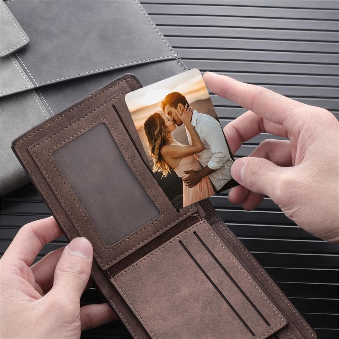 Custom Photo-Engraved Metal Wallet Insert Card With Romantic Love Note - Office Stationery Keepsake, Birthday Gifts For Him, Anniversary Mens Gifts