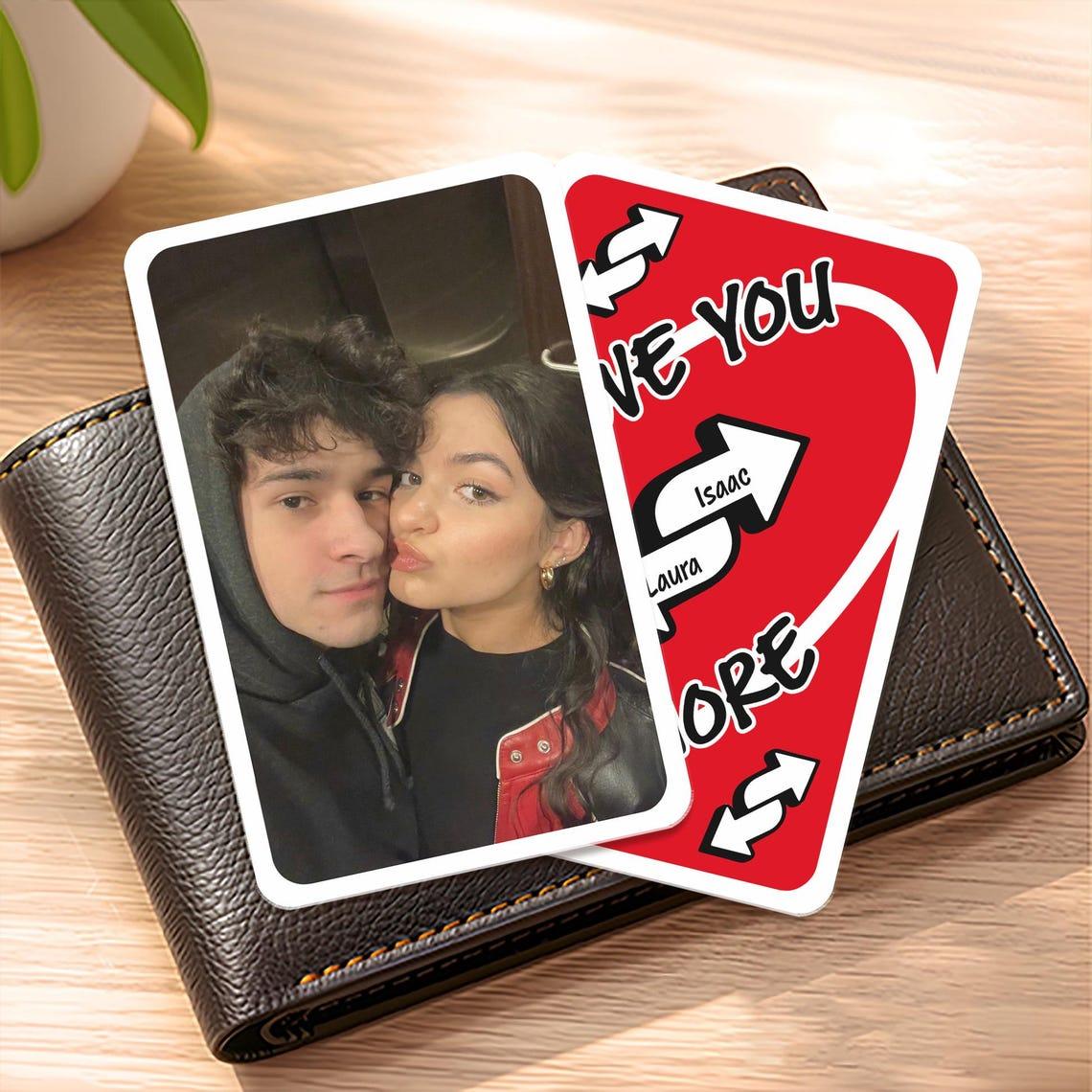 Custom Uno Reverse Love You More Wallet Card Holder, Personalized Wallet With Photo Slot Insert, Office Stationery Card Accessory, Boyfriend Gifts Ideas, Father'S Day Gift