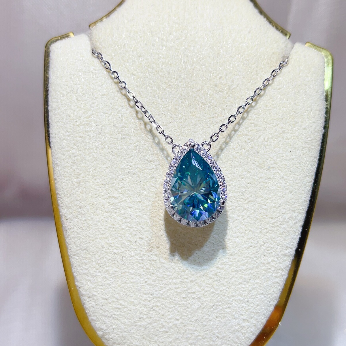 5 Carat 925 Sterling Silver Moissanite Pendant Necklace
