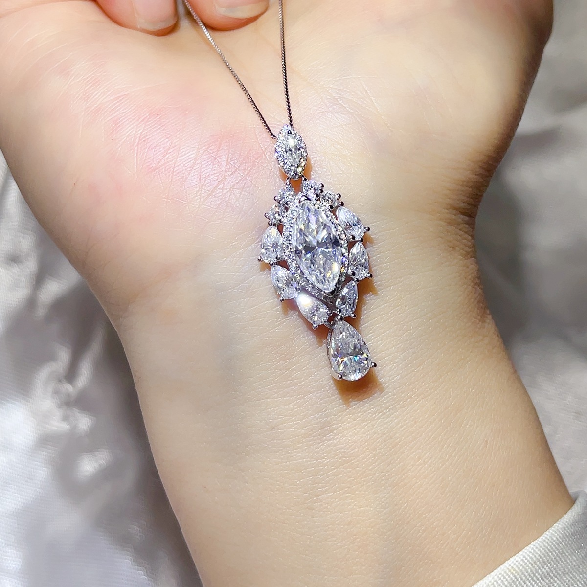 3 Carat 925 Sterling Silver Moissanite Pendant Necklace