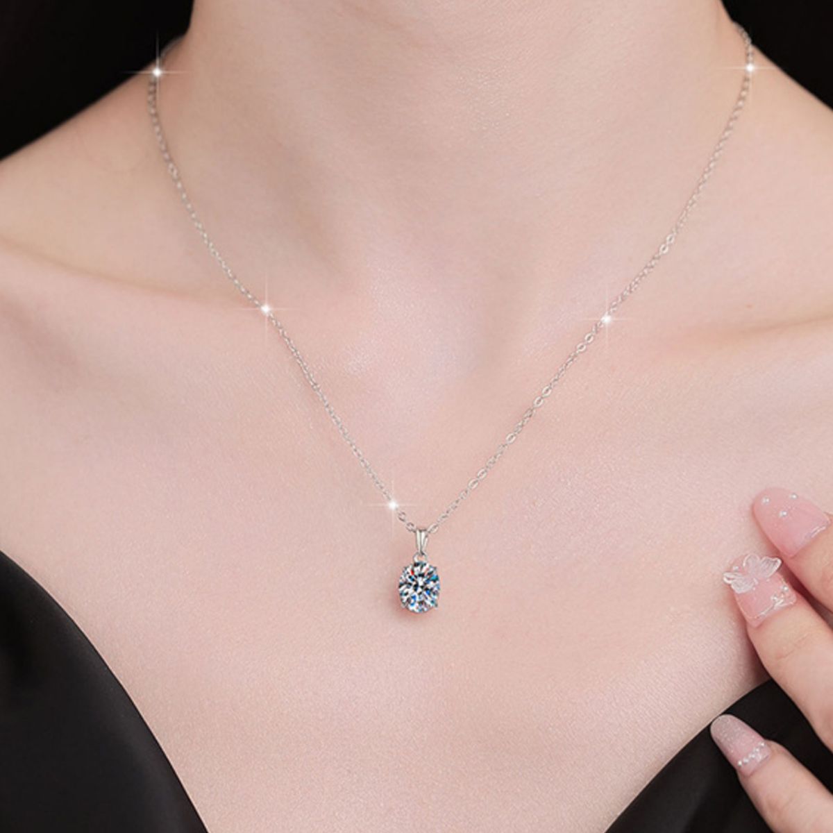 2 Carat Moissanite 925 Sterling Silver Necklace