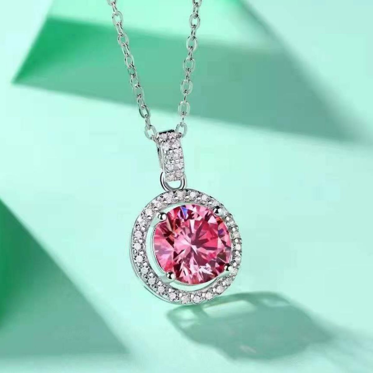 3 Carat Moissanite 925 Sterling Silver Pendant Necklace