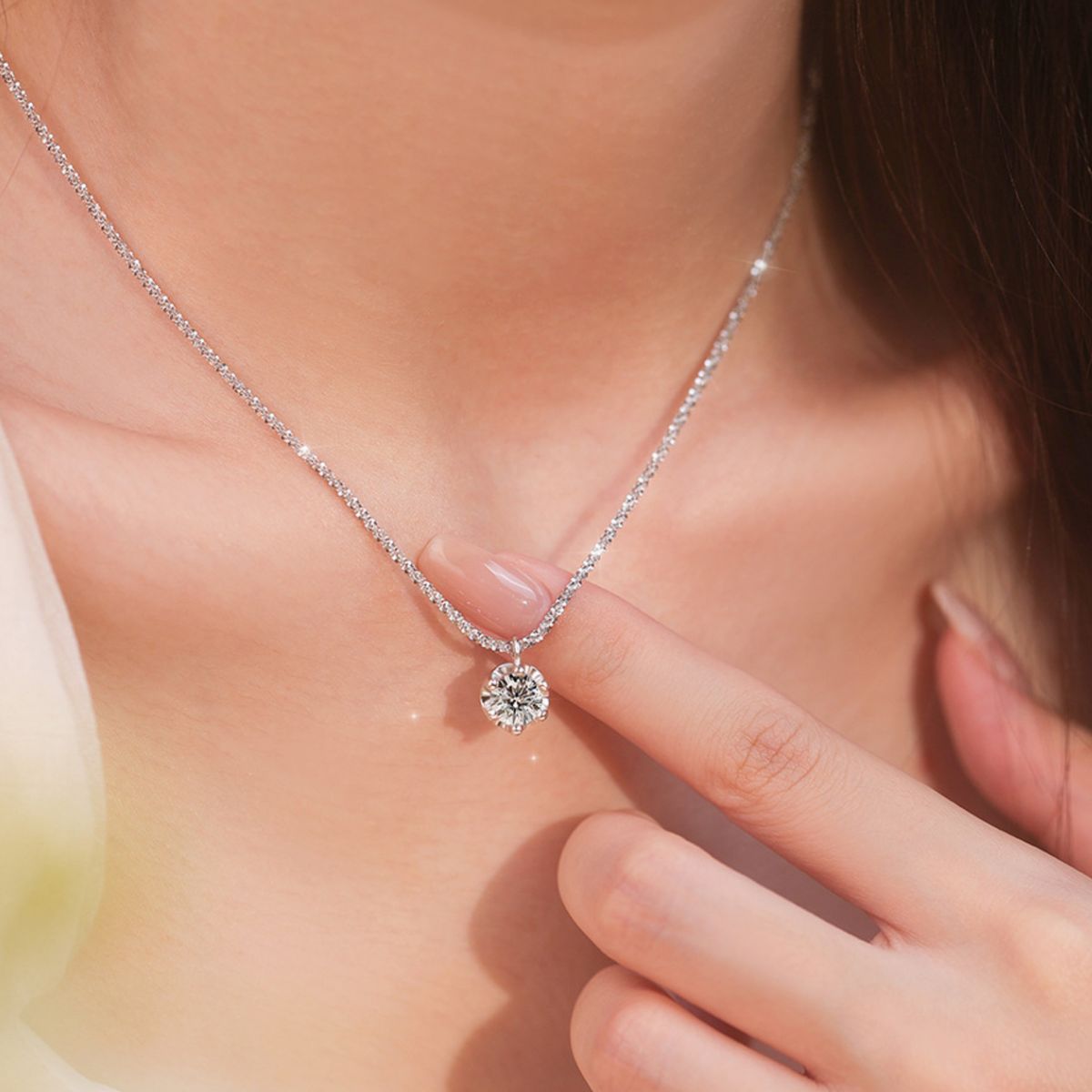 1 Carat Moissanite 925 Sterling Silver Necklace