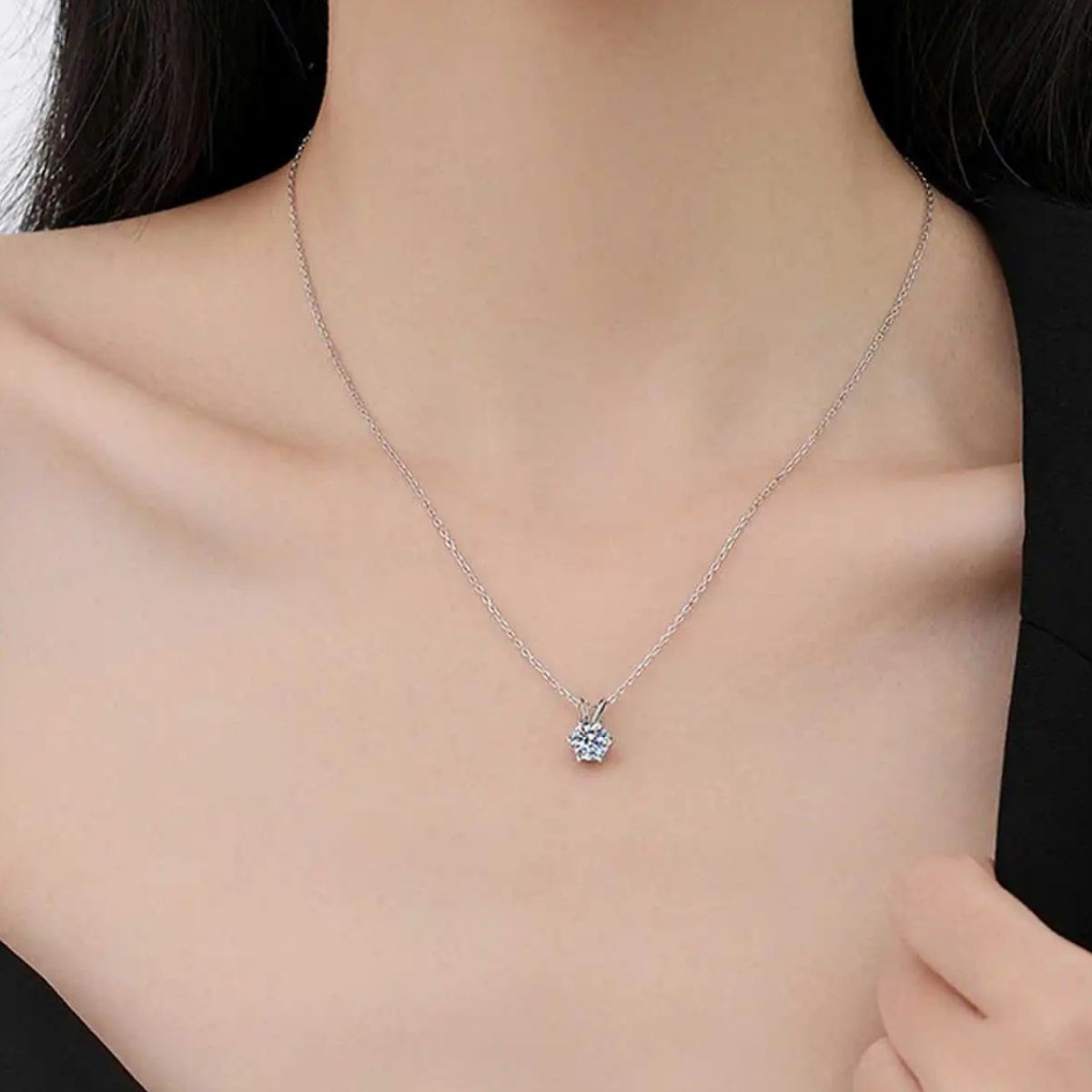 2 Carat Moissanite 925 Sterling Silver Pendant Necklace