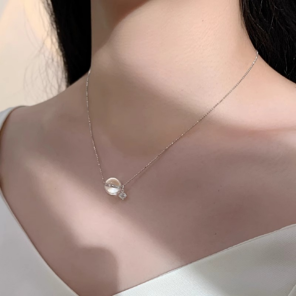 925 Sterling Silver Crystal Pendant Necklace